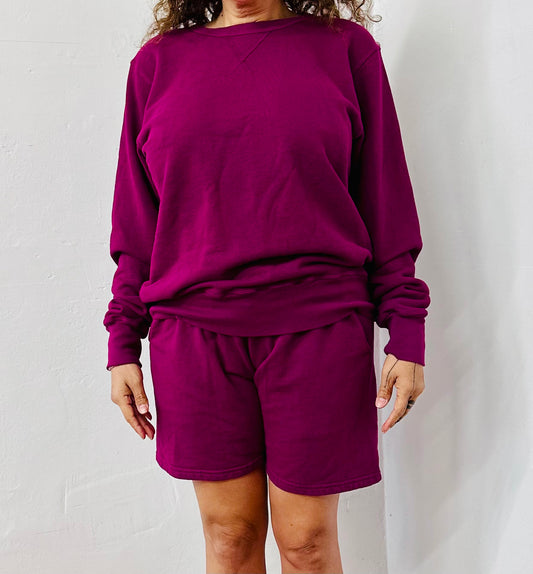 Ragtofab Upcycle Purple sweatshirt and shorts set