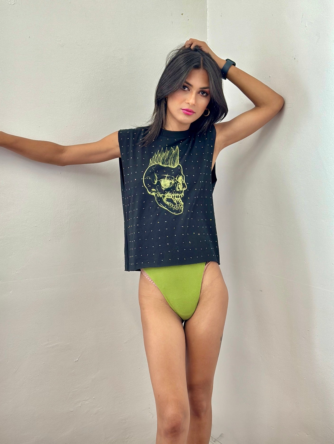 Rhinestone Crop Tank Top