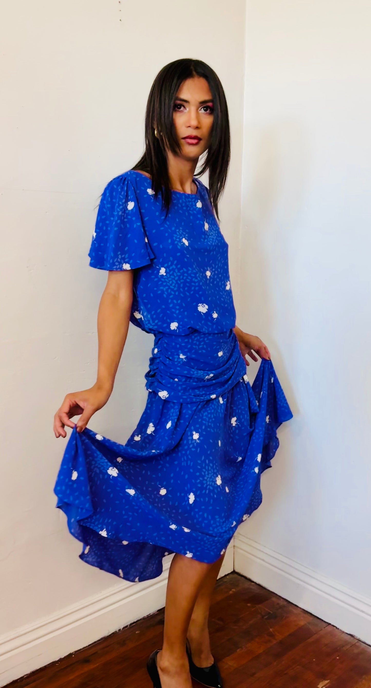 Jody Retro/ Vintage Floral Drop Waist Dress