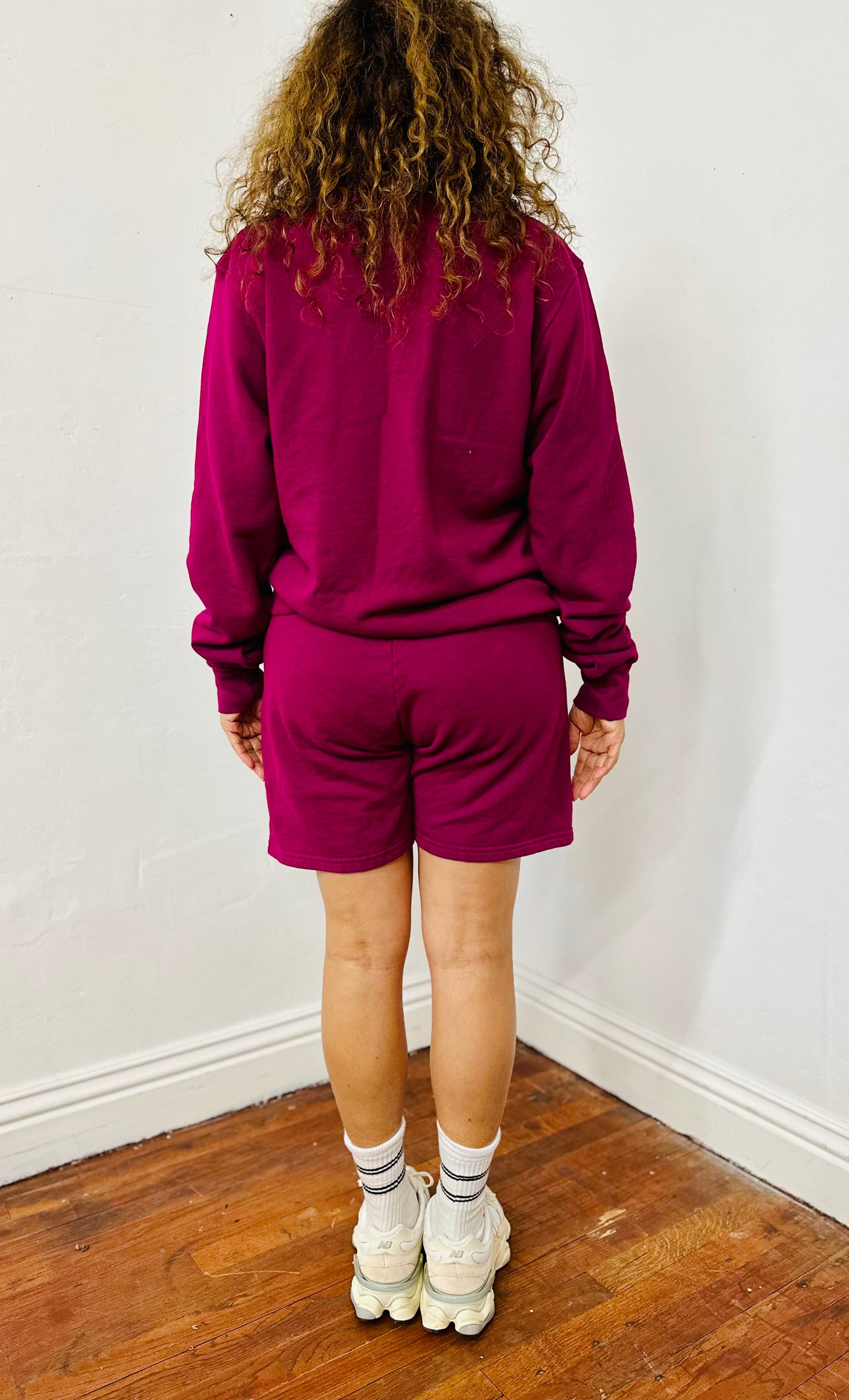 Ragtofab Upcycle Purple sweatshirt and shorts set