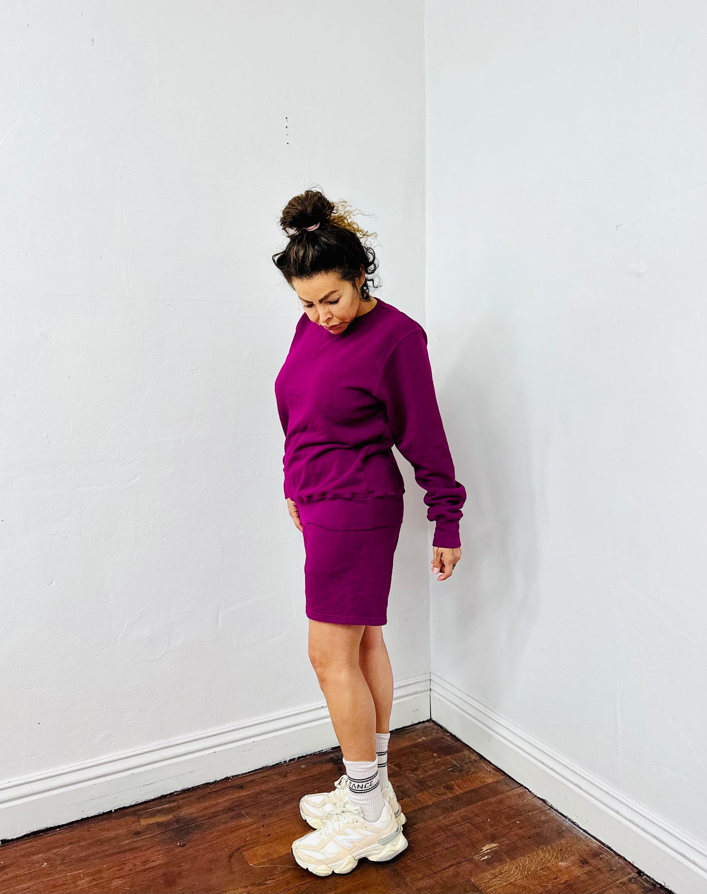 Ragtofab Upcycle Purple sweatshirt and shorts set