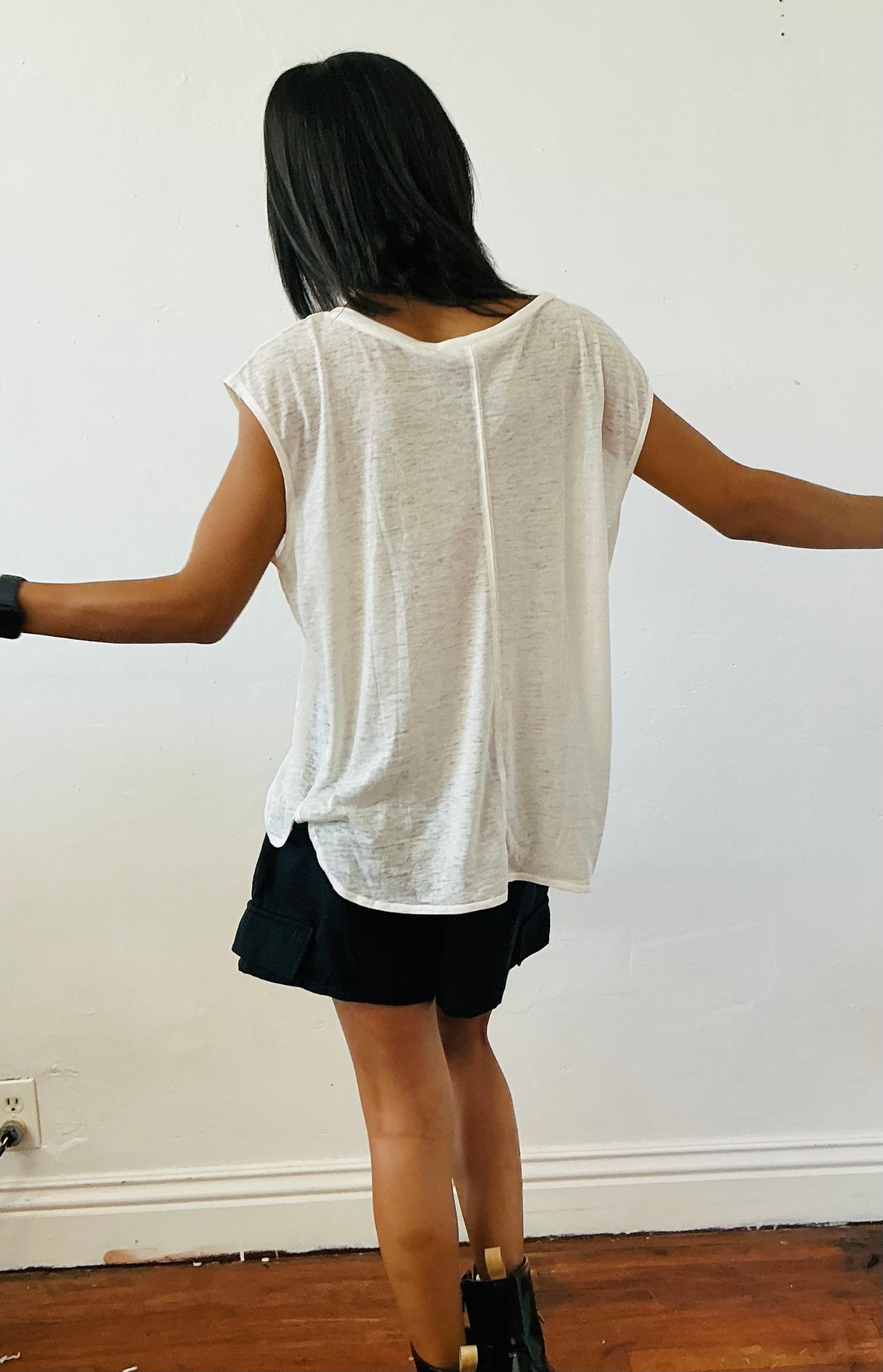 Rhinestone and print tank top