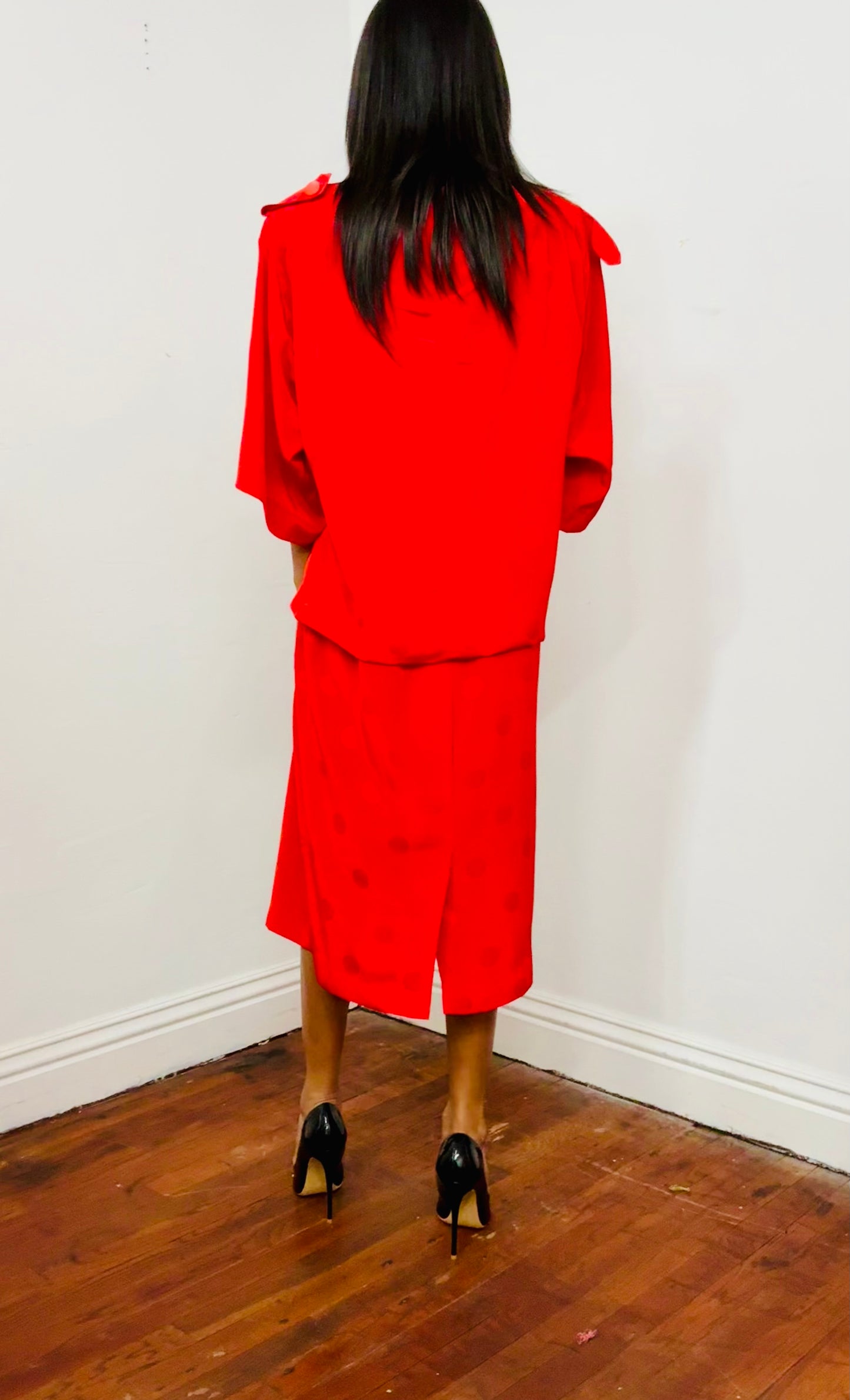 Liz Claiborne True Vintage Red Satin Dress 80s