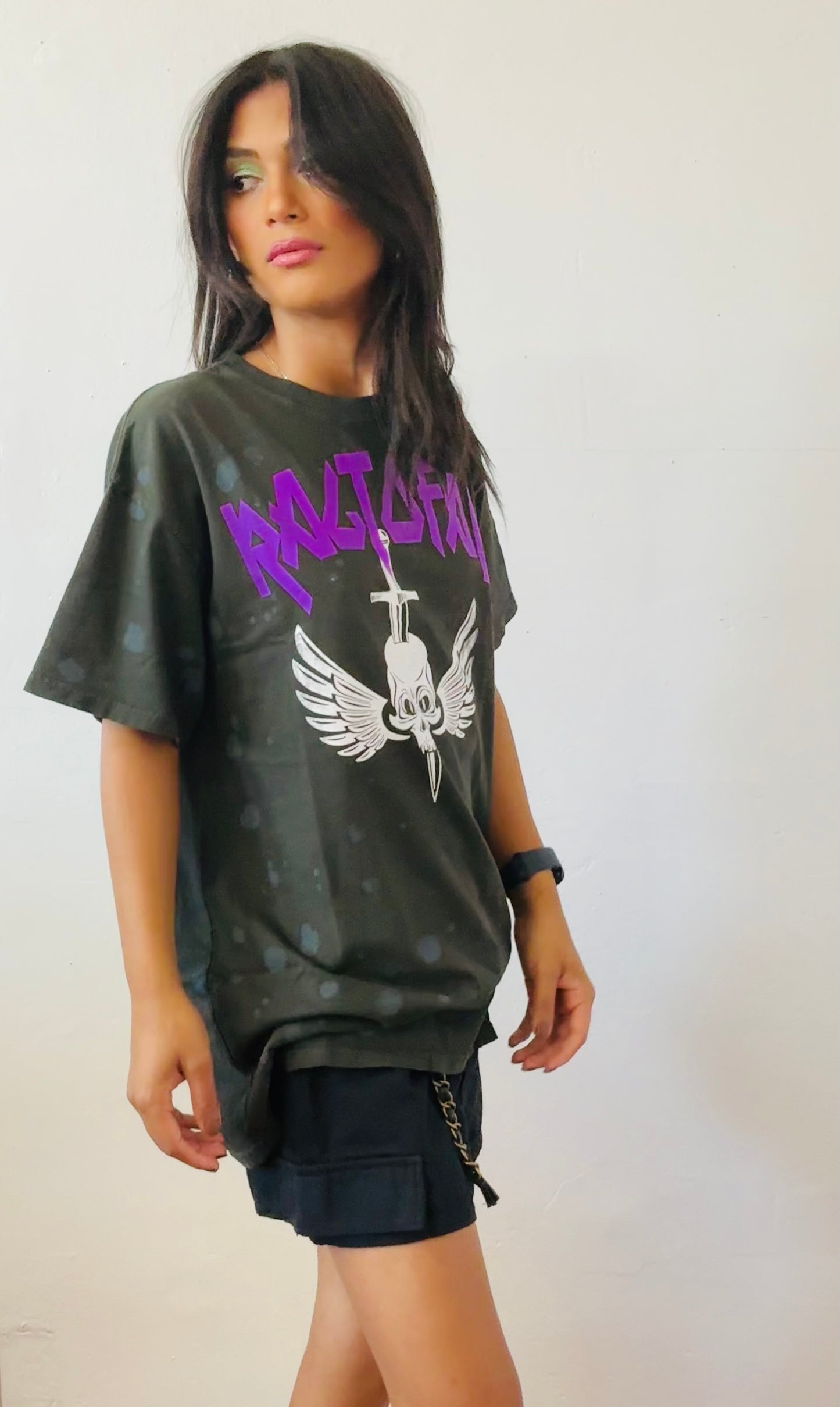 Ragtofab skull/wings screen print