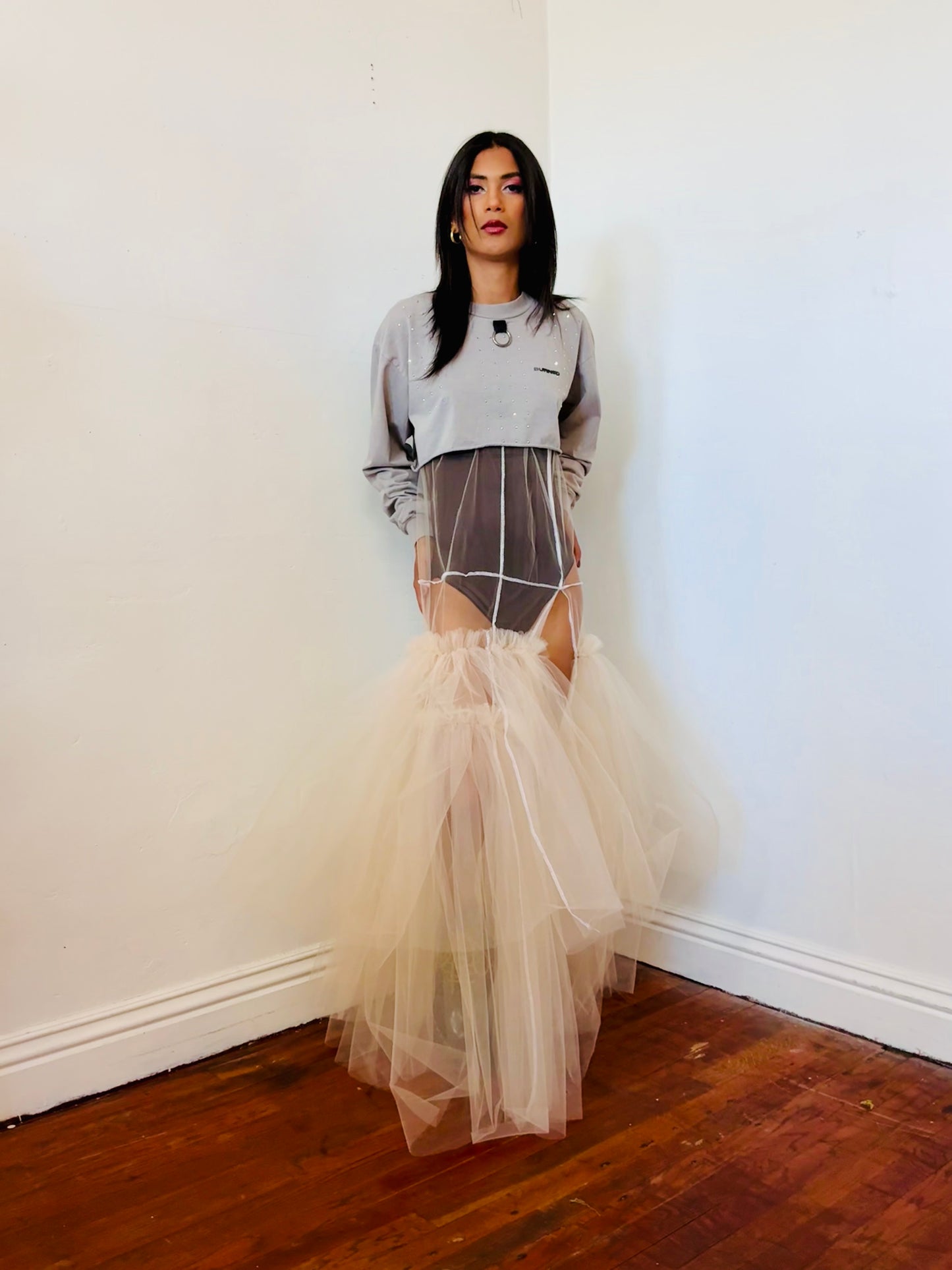 Ragtofab Reworked Long Sleeve Crewneck Crops Top