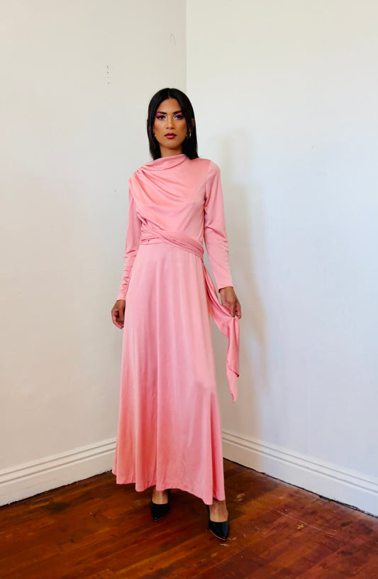 Hal Jerman Woman’s Side Draped A Line Long Dress