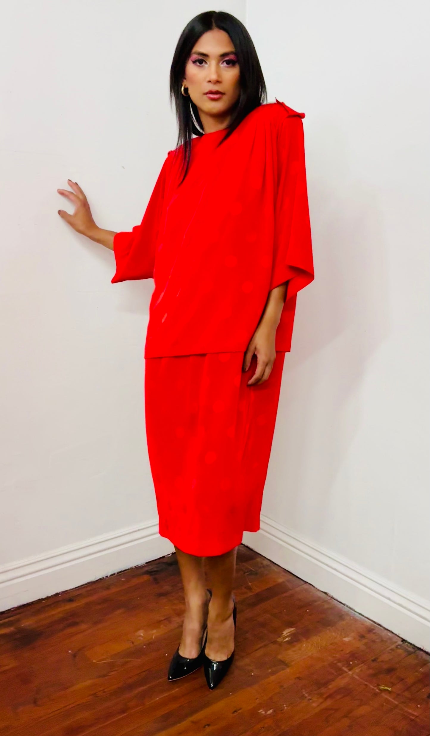 Liz Claiborne True Vintage Red Satin Dress 80s