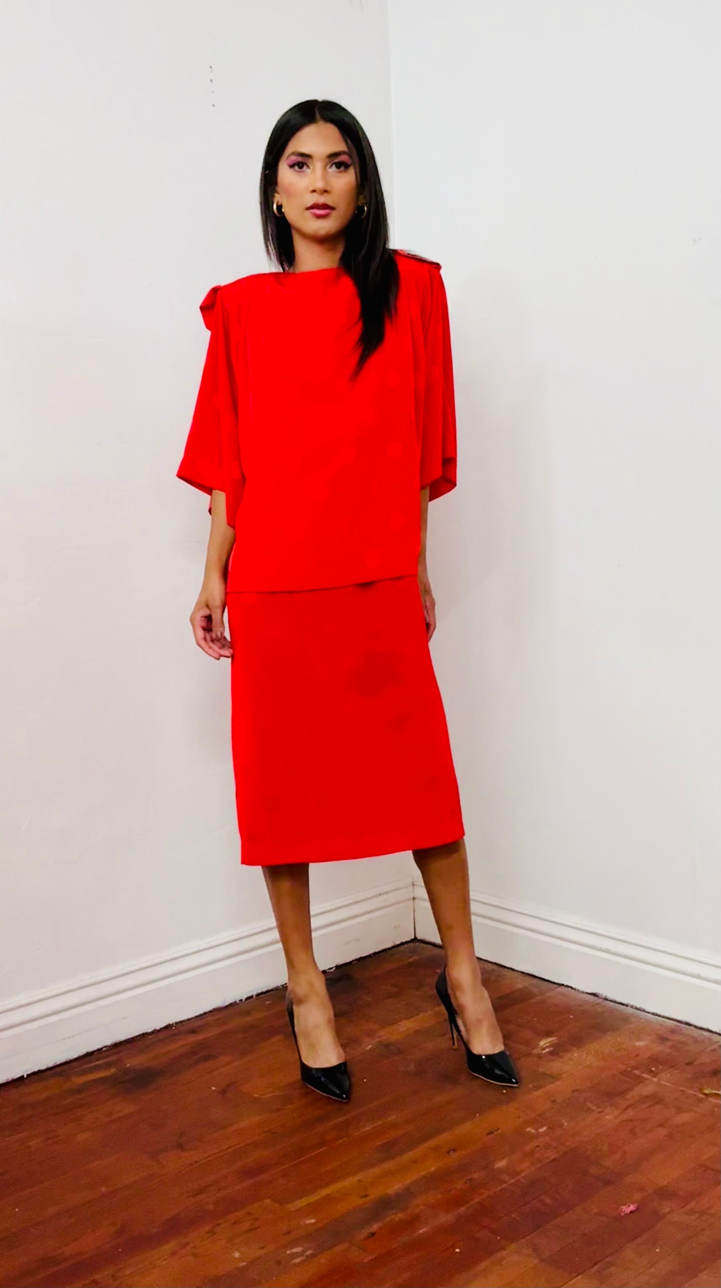 Liz Claiborne True Vintage Red Satin Dress 80s