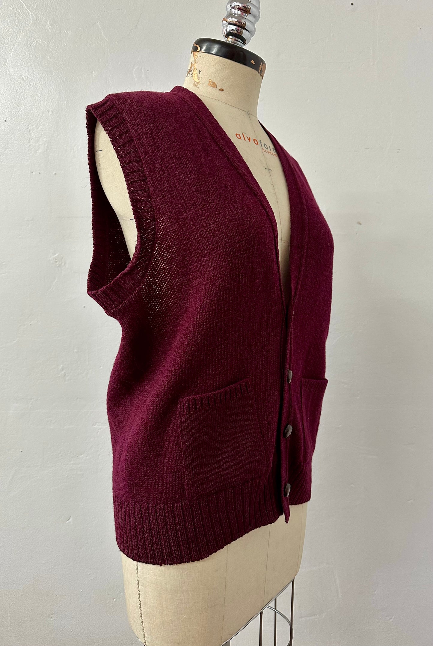 Ragtofab Upcycle Burgundy vintage 1970s cardigan sweater