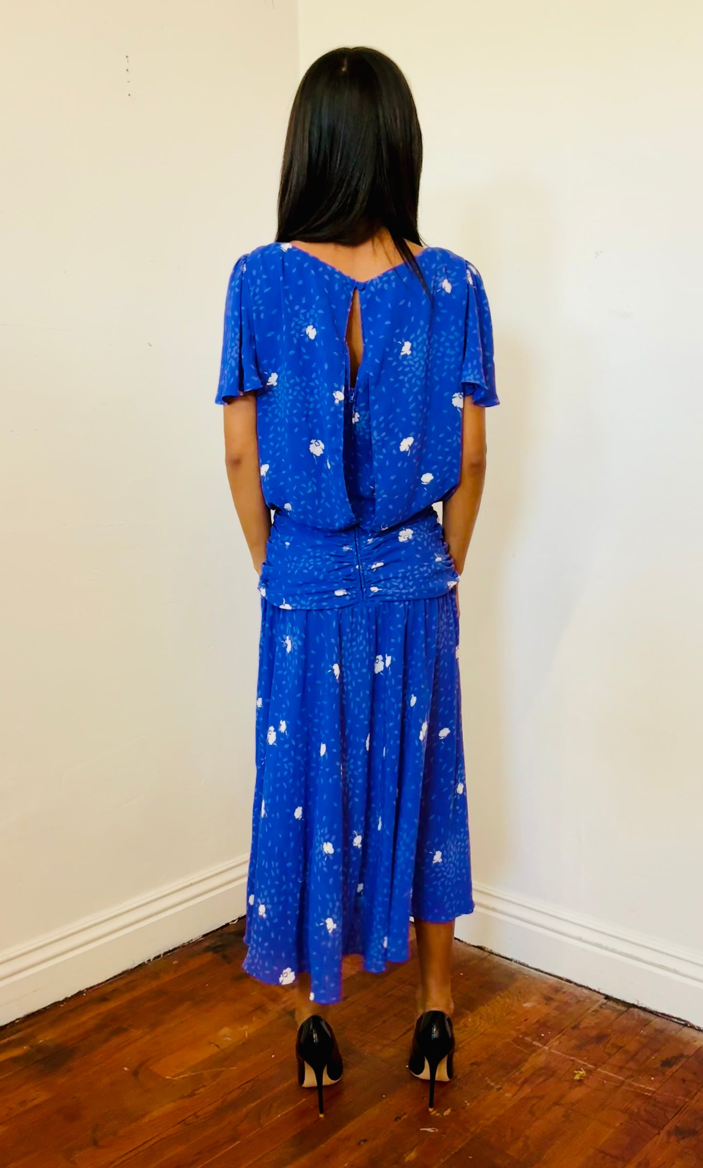 Jody Retro/ Vintage Floral Drop Waist Dress