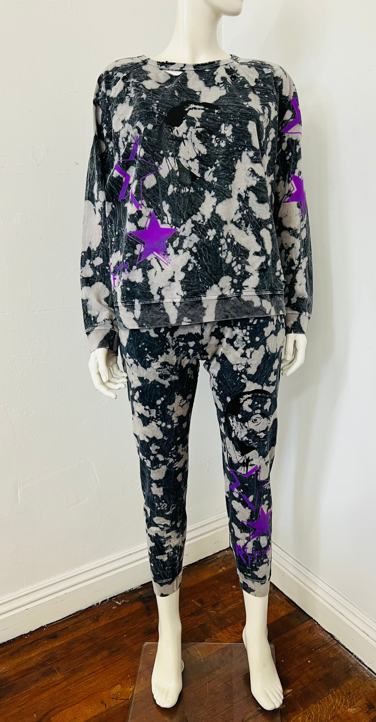 Ragtofab printed pull over and jogger tie dye
