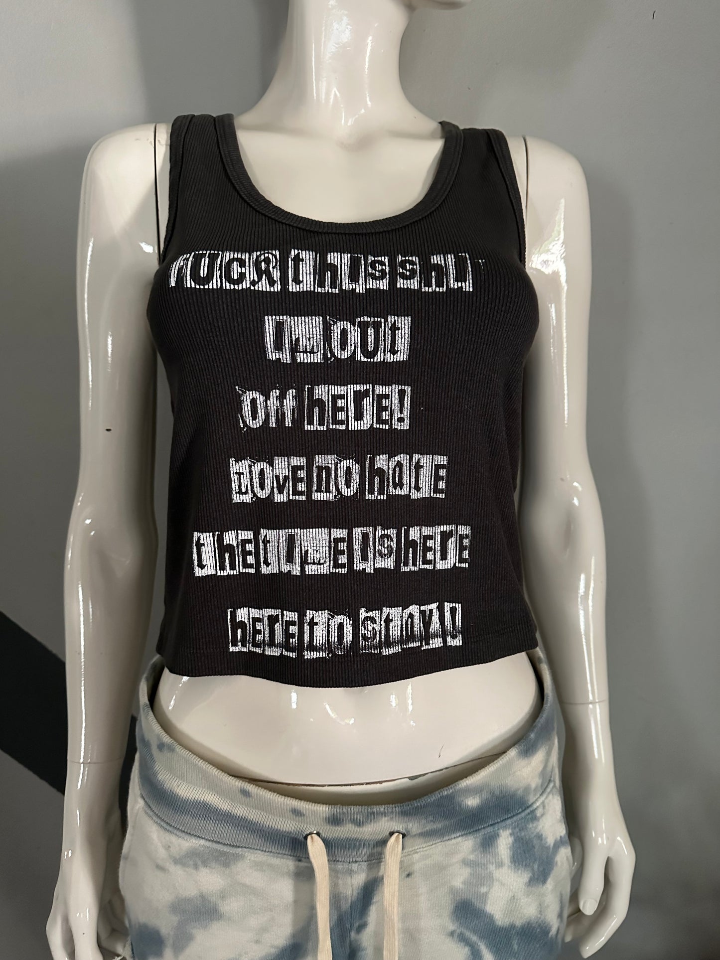 Rib printed tank top