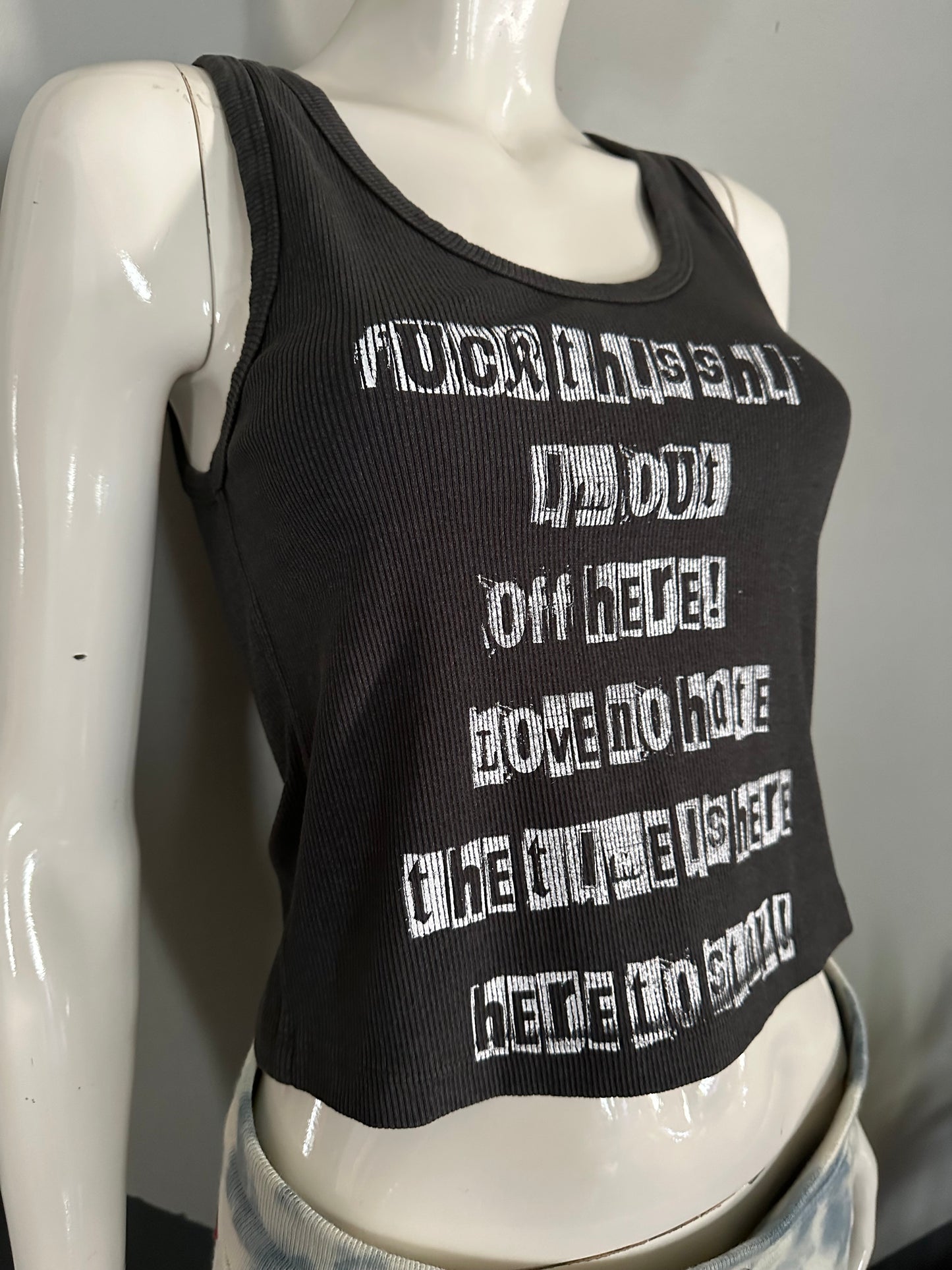 Rib printed tank top