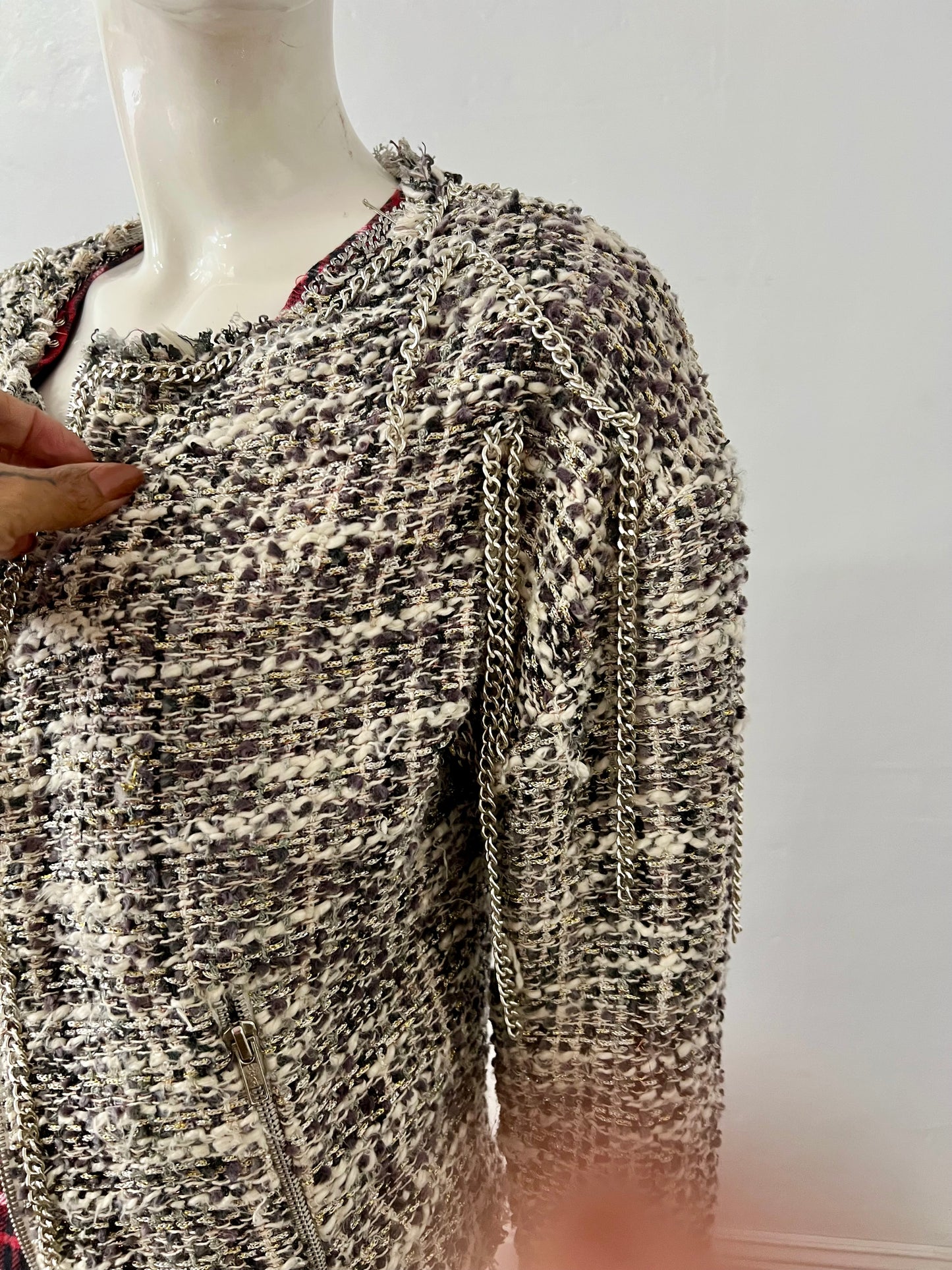 Chain pins and little sparkle tweed Ragtofab jacket