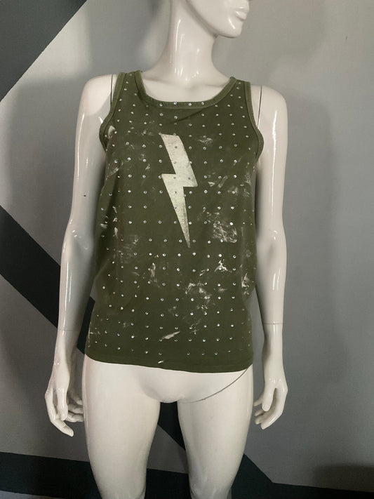 Volt screen print / rhinestone tank top