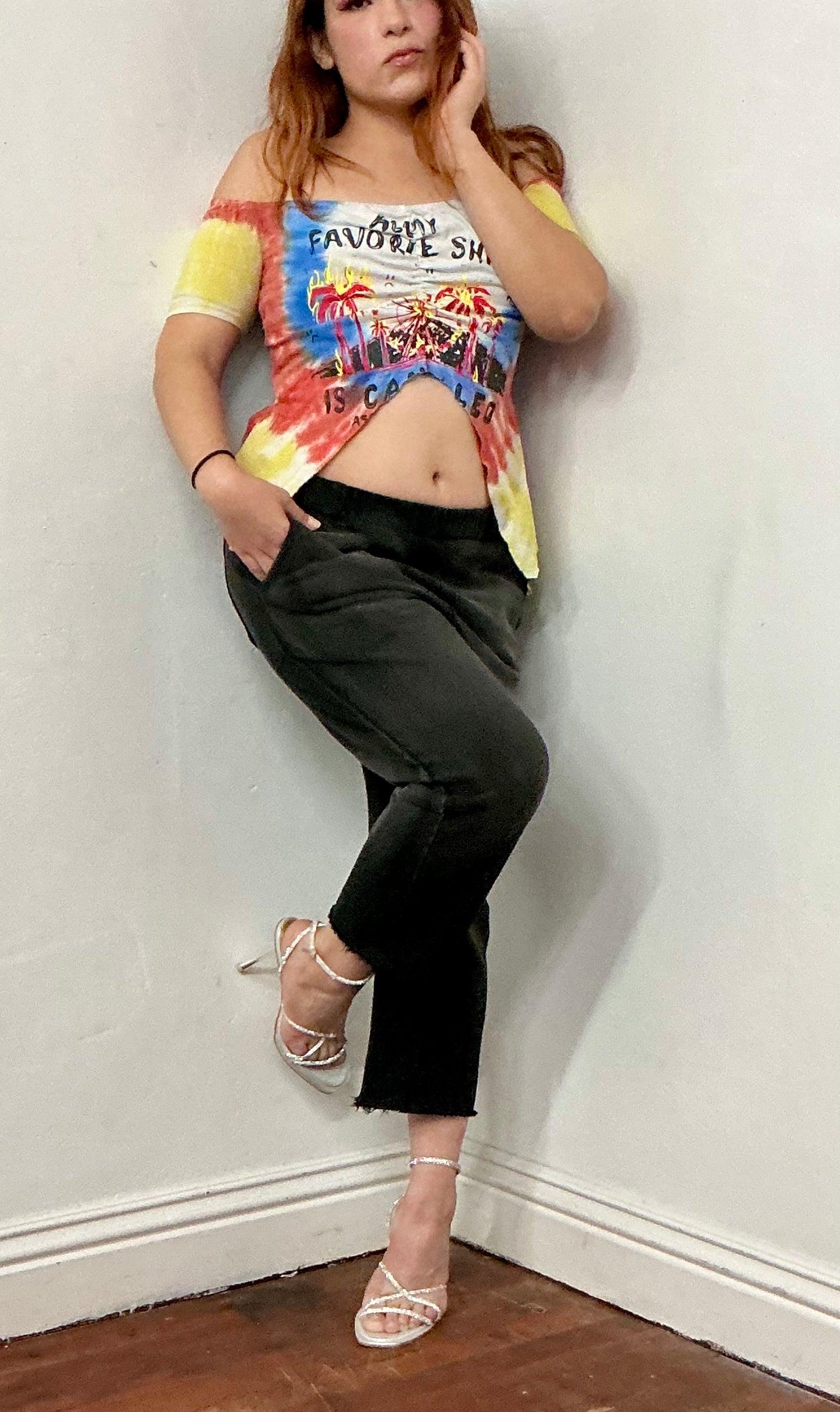 Unisex Cut out high waisted French terry pant.