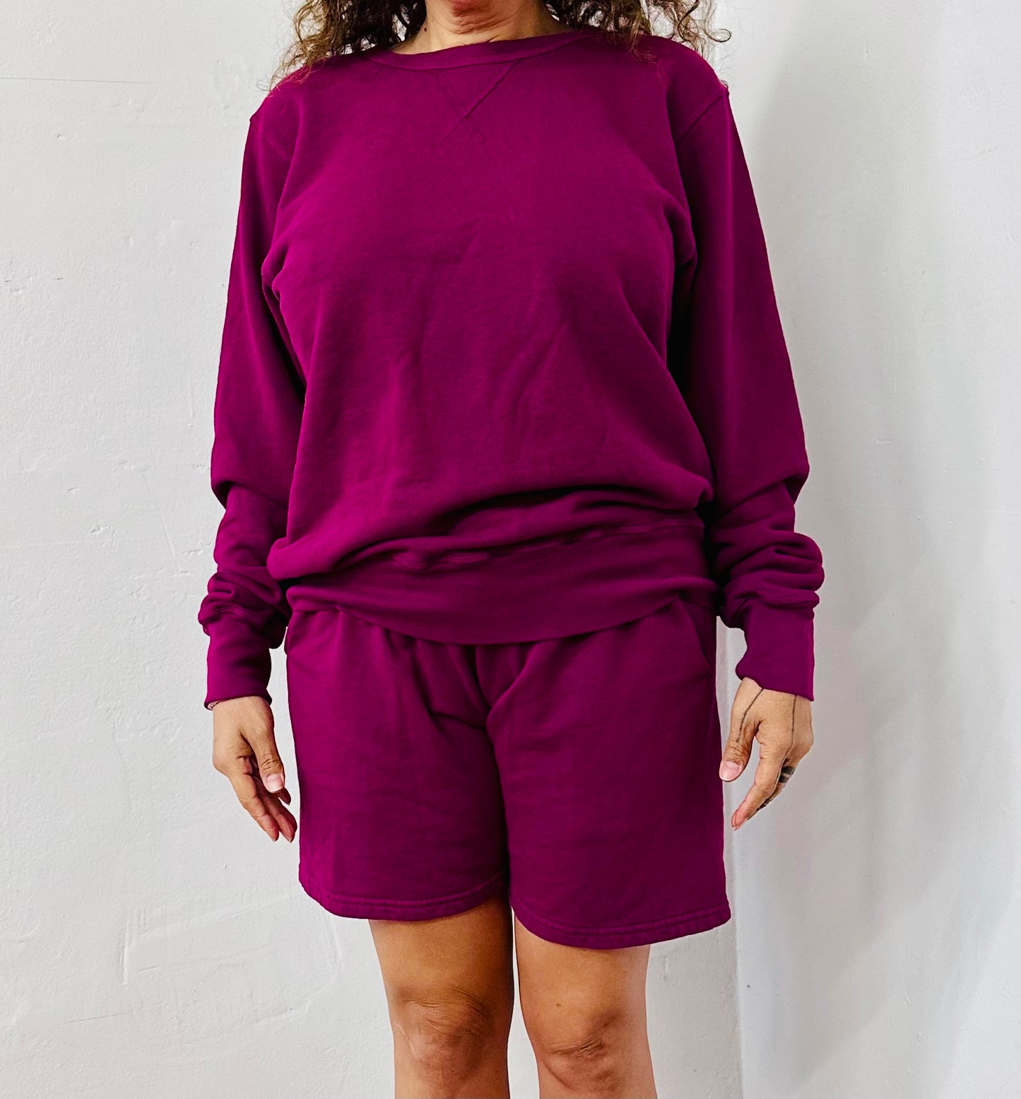 Ragtofab Upcycle Purple sweatshirt and shorts set