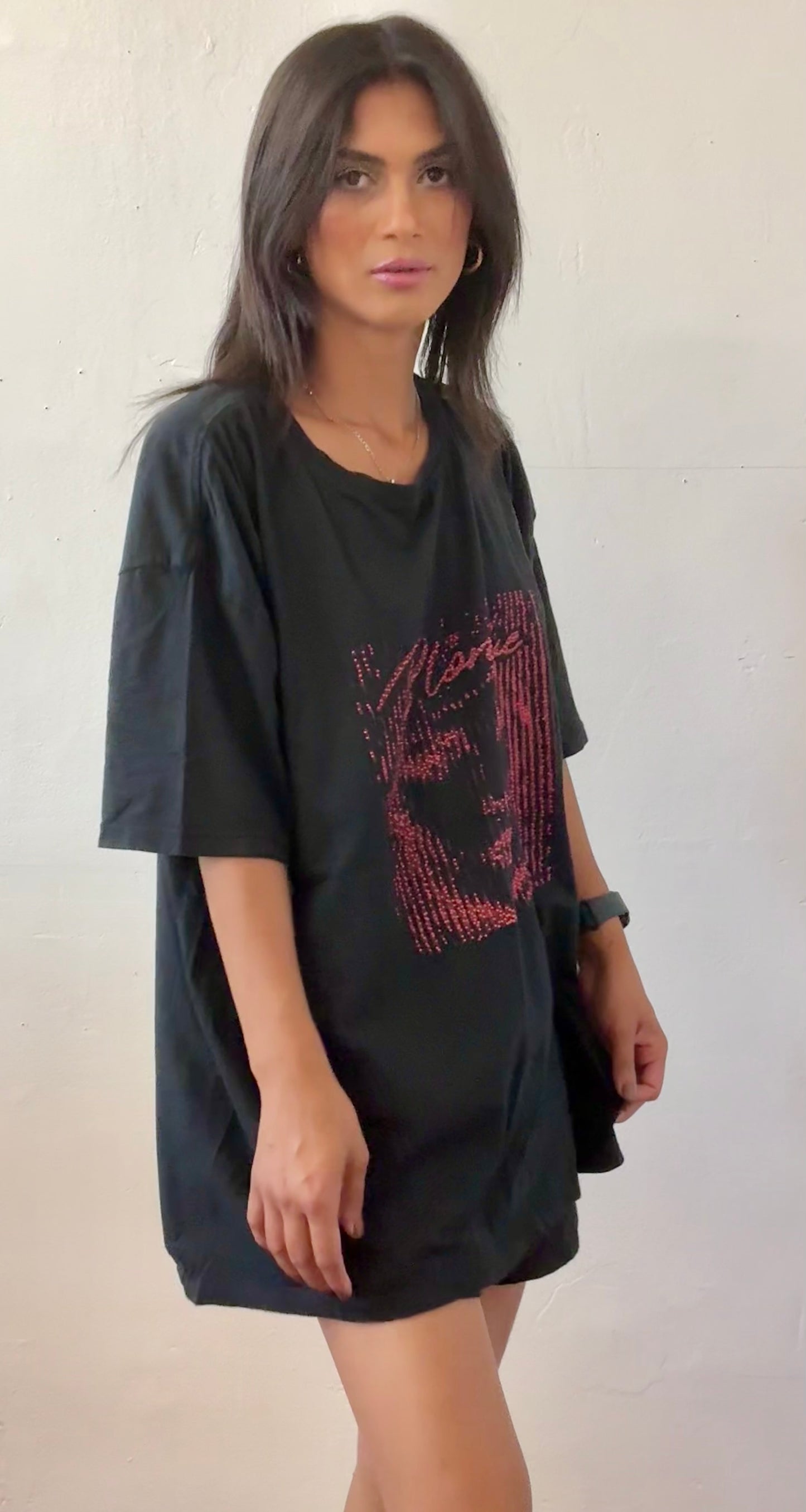 PFDA T-shirt Upcycle with rinhestone (RED)screen print (BLODIE)