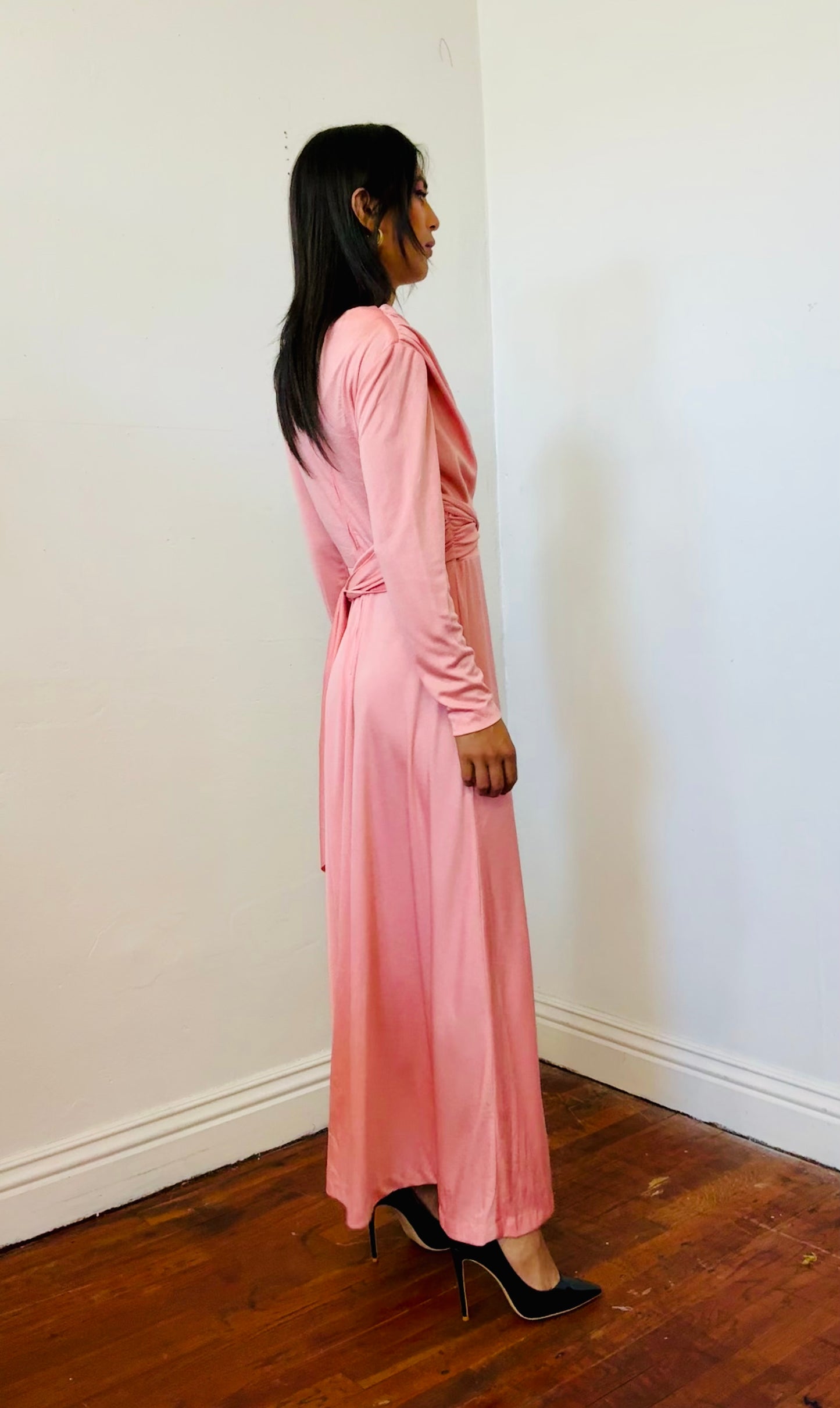 Hal Jerman Woman’s Side Draped A Line Long Dress