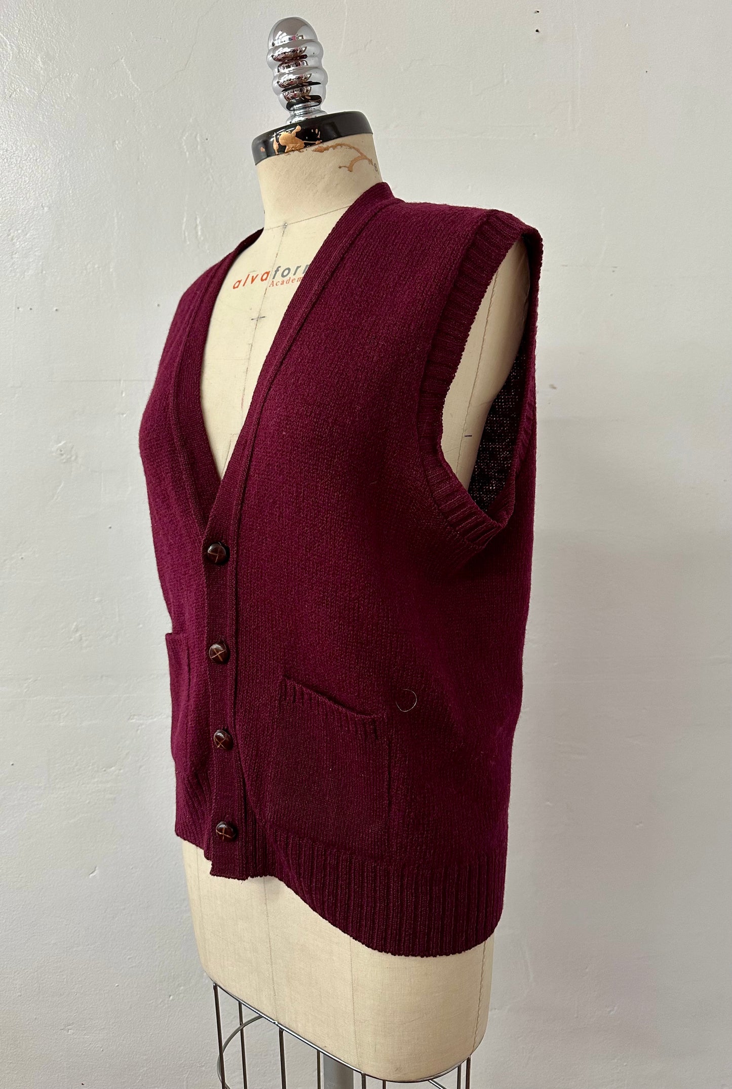 Ragtofab Upcycle Burgundy vintage 1970s cardigan sweater