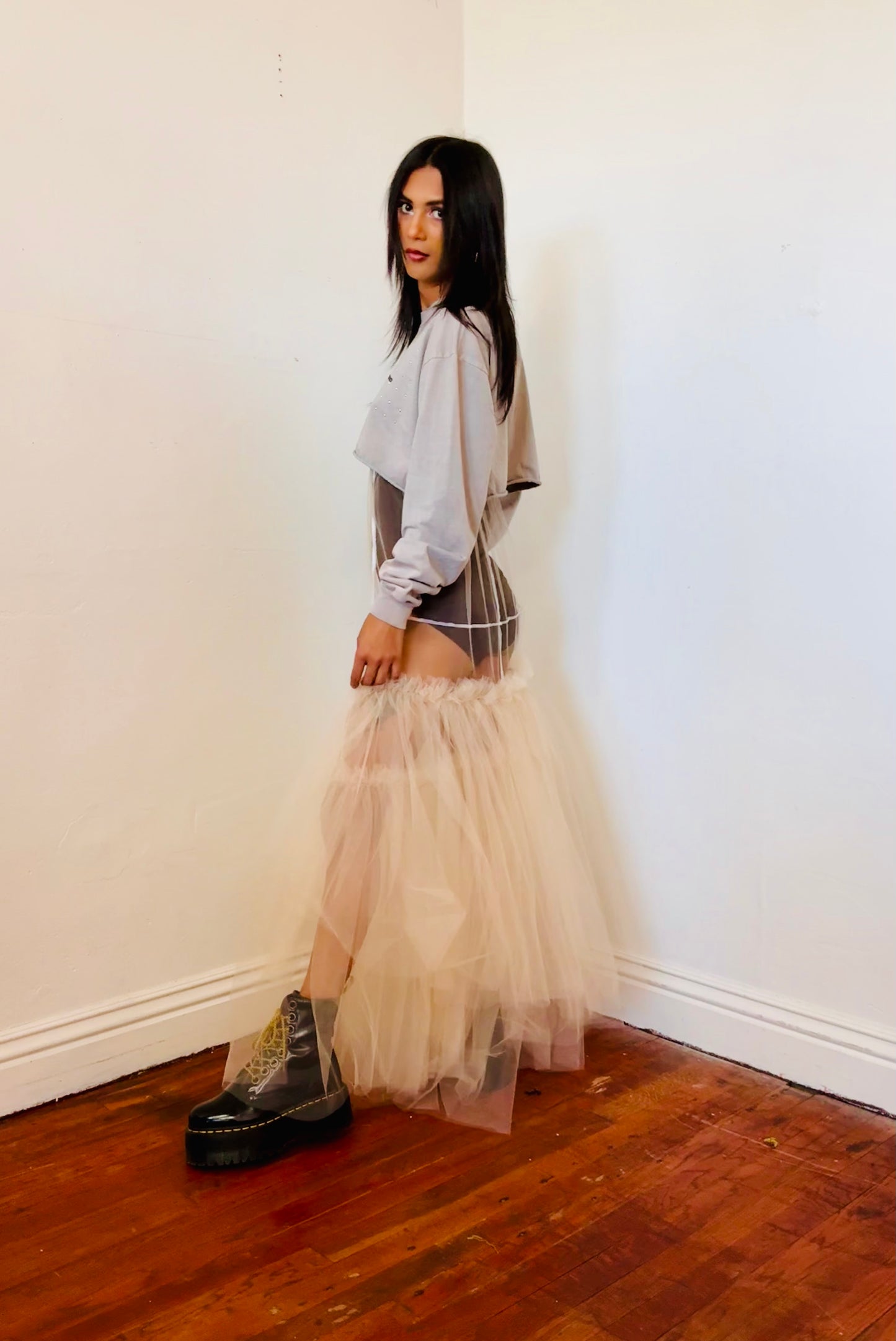 Ragtofab Reworked Long Sleeve Crewneck Crops Top