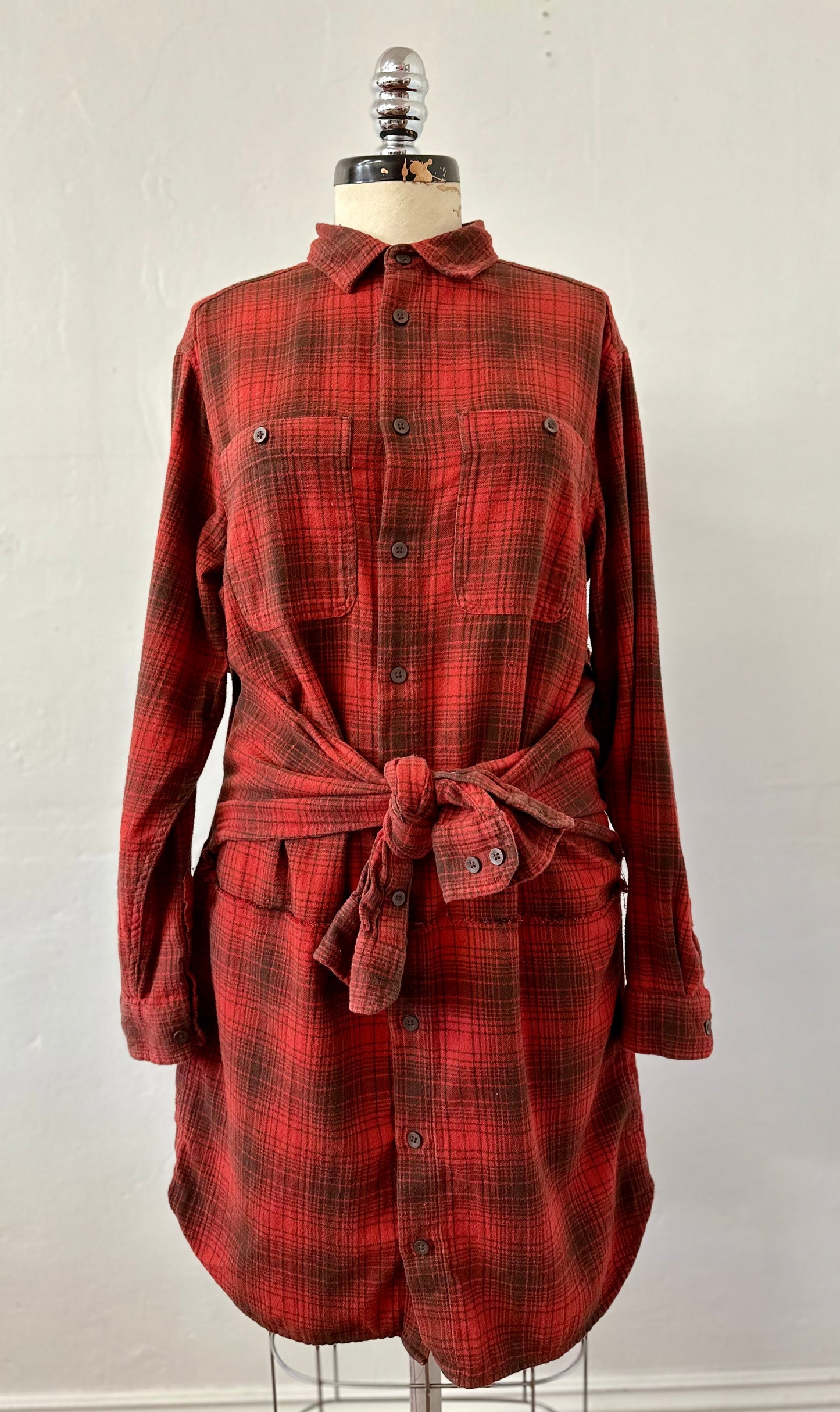Ragtofab Upcycle Red shirt Dress