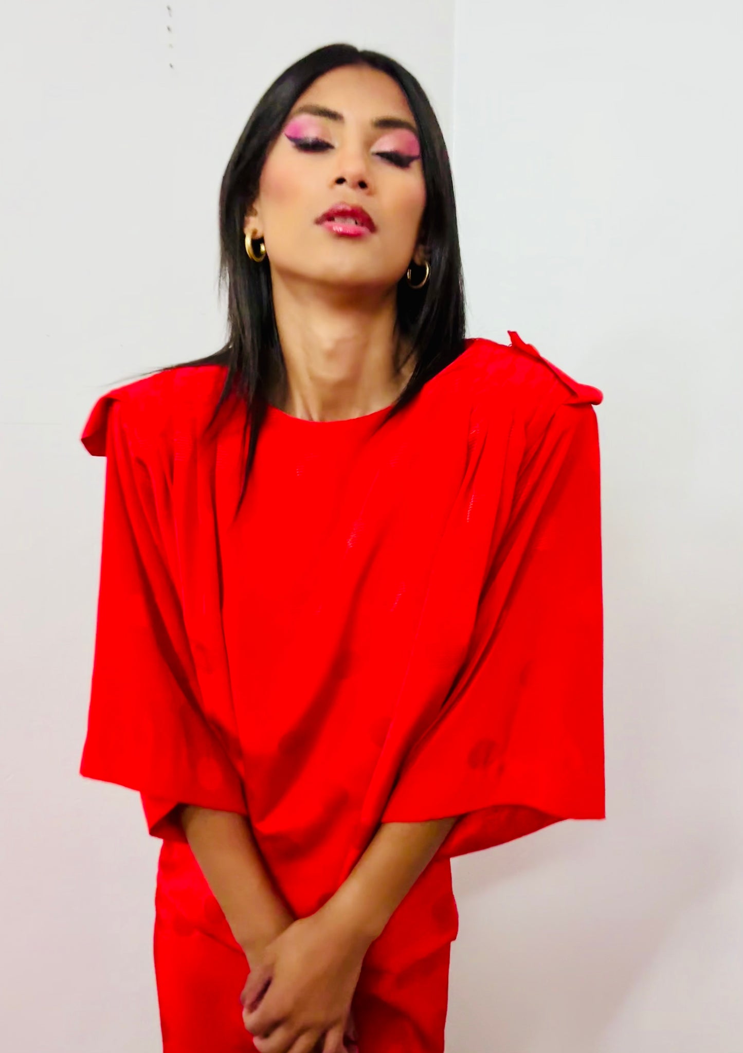 Liz Claiborne True Vintage Red Satin Dress 80s