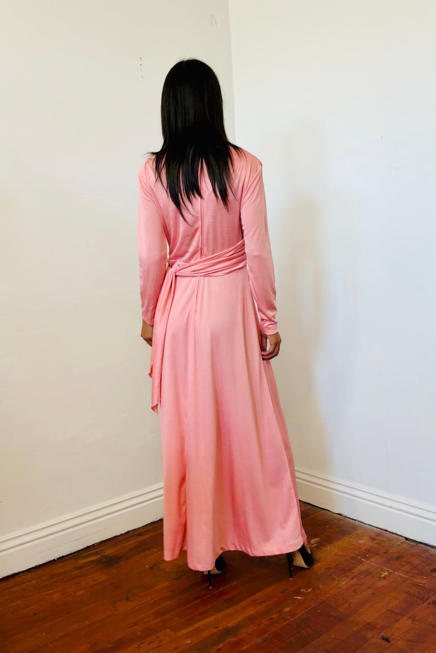 Hal Jerman Woman’s Side Draped A Line Long Dress