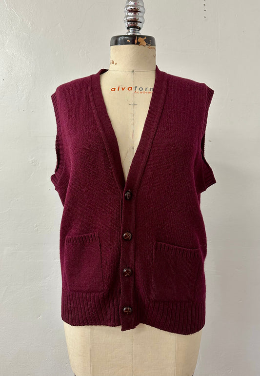 Ragtofab Upcycle Burgundy vintage 1970s cardigan sweater