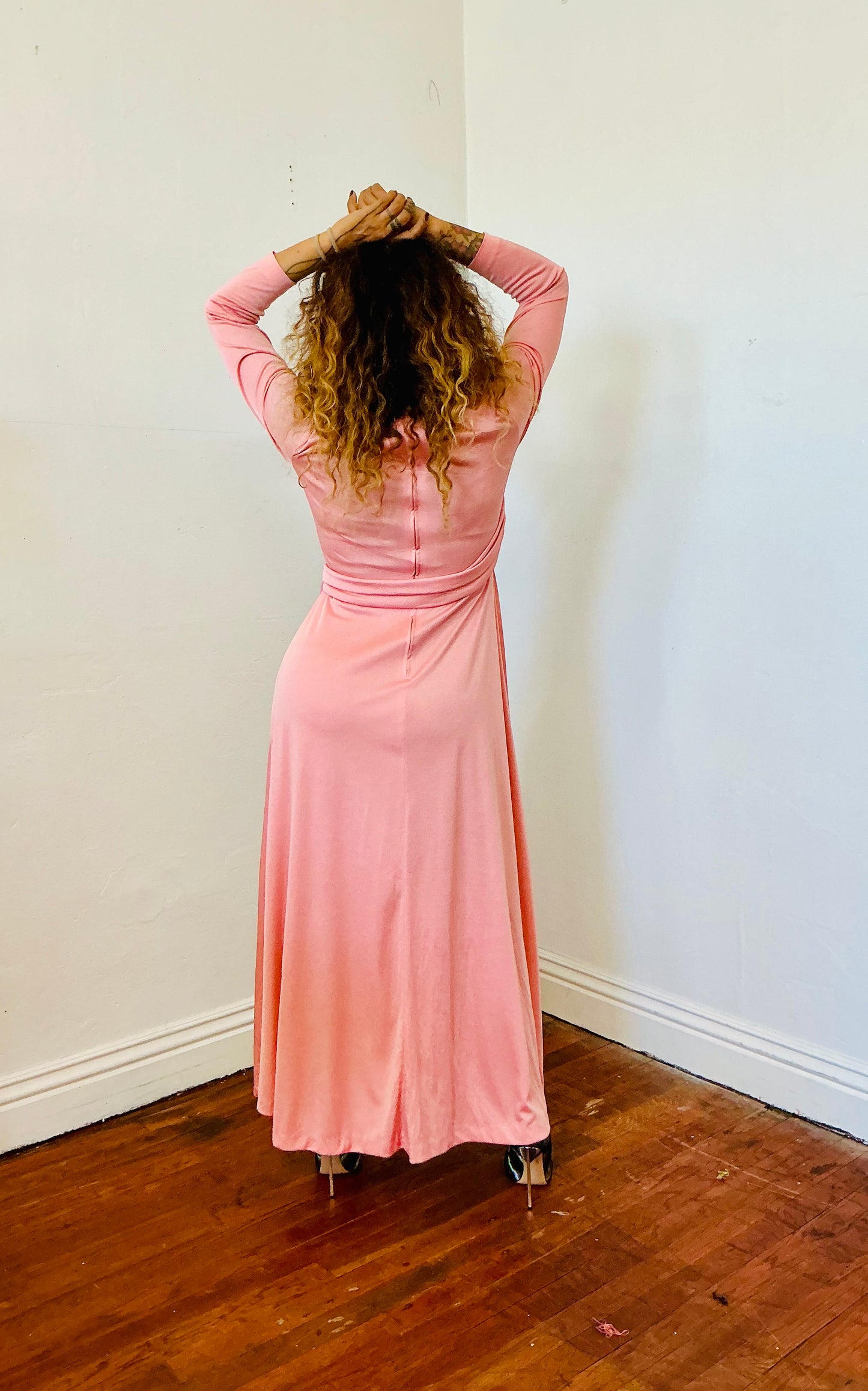 Hal Jerman Woman’s Side Draped A Line Long Dress