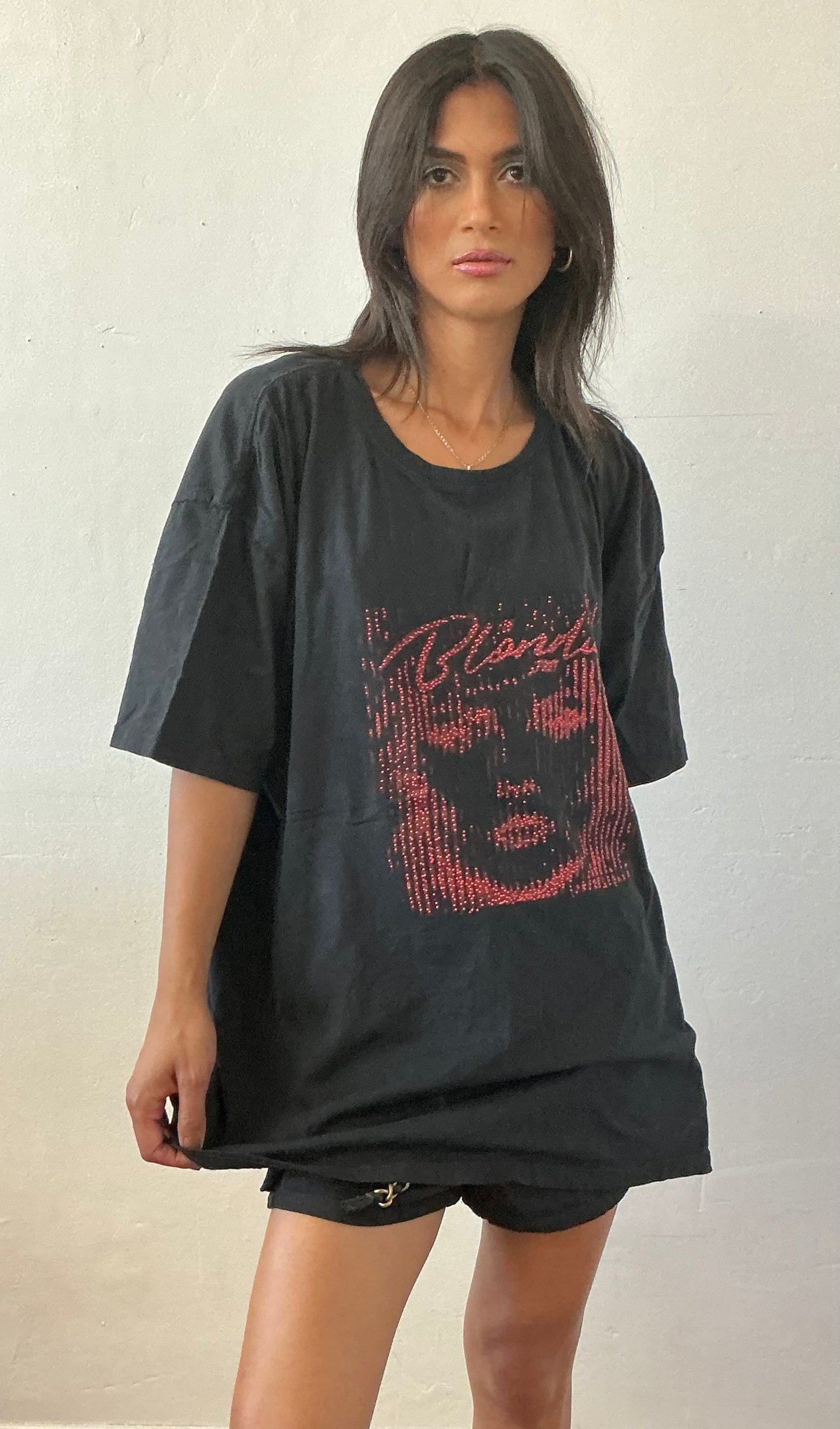 PFDA T-shirt Upcycle with rinhestone (RED)screen print (BLODIE)