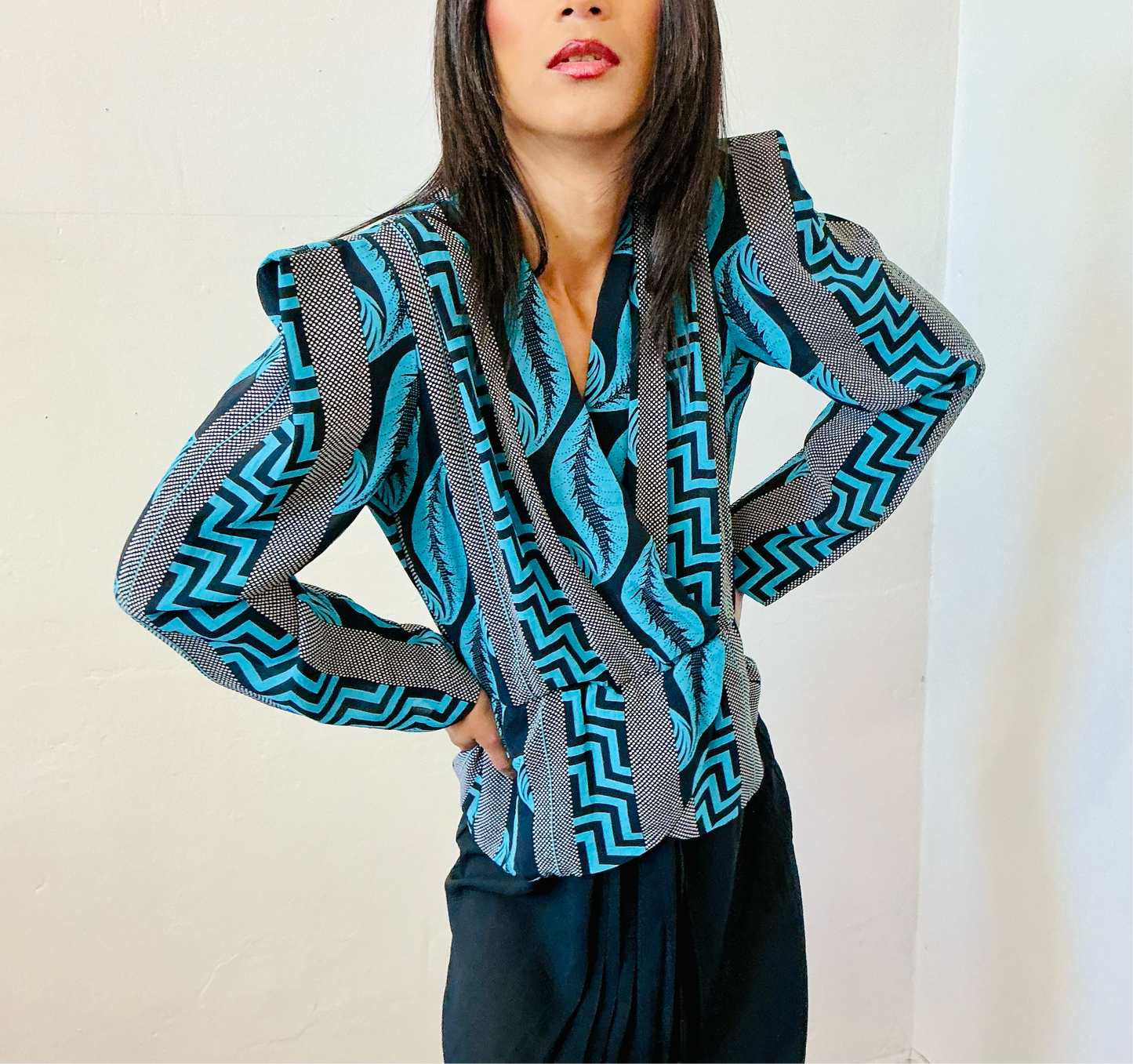 Stuart Bavy Teal Dress 80s