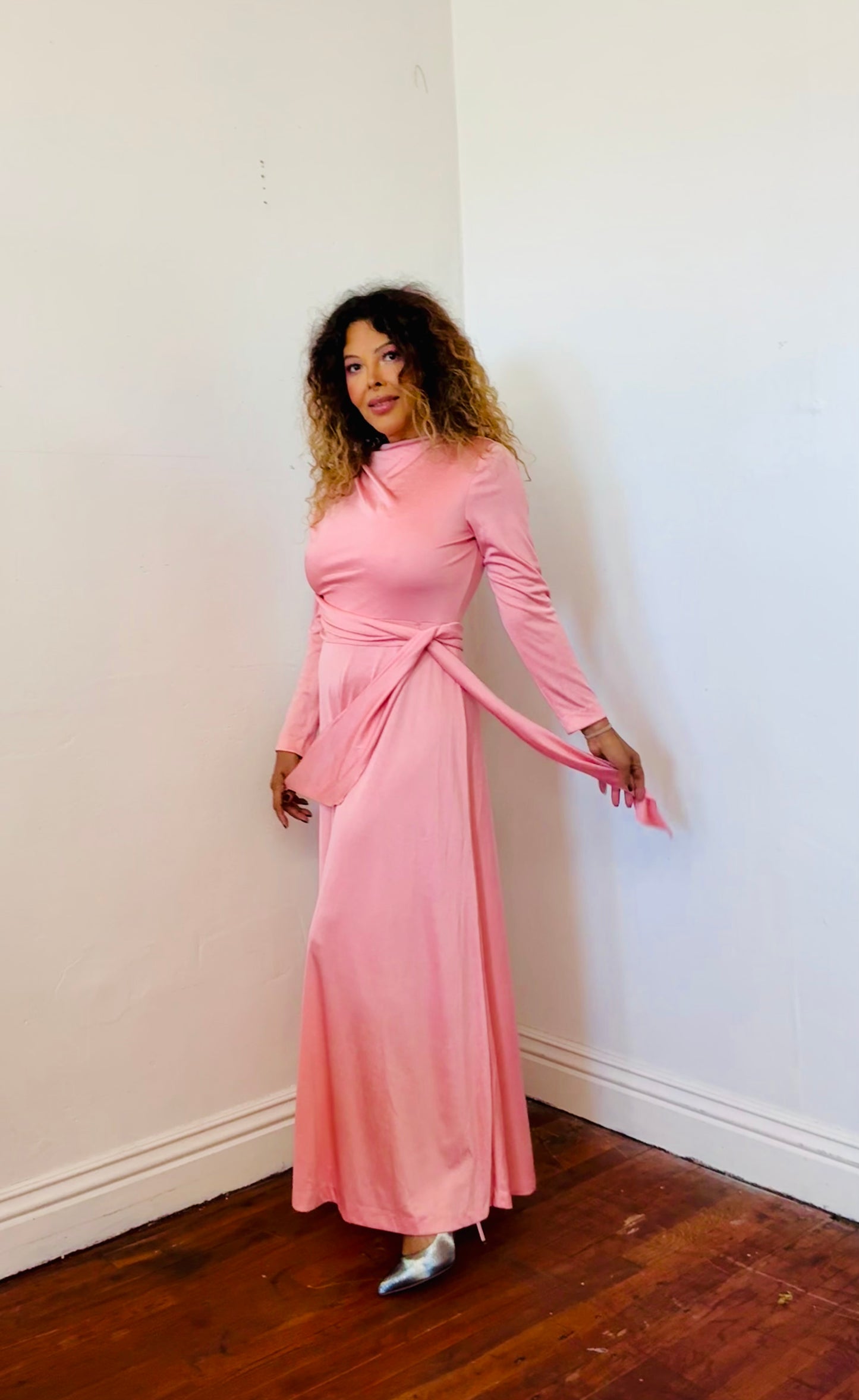 Hal Jerman Woman’s Side Draped A Line Long Dress