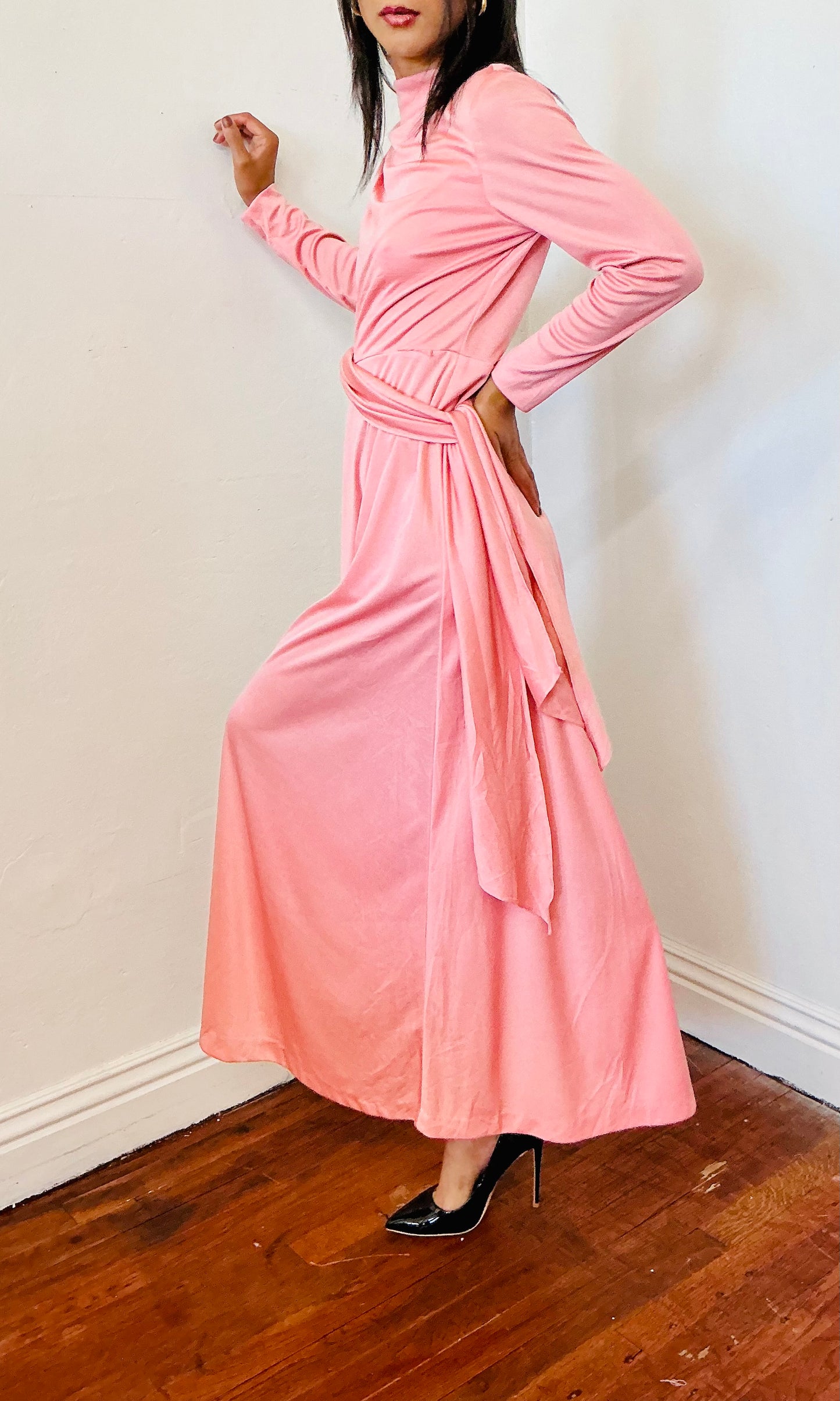 Hal Jerman Woman’s Side Draped A Line Long Dress