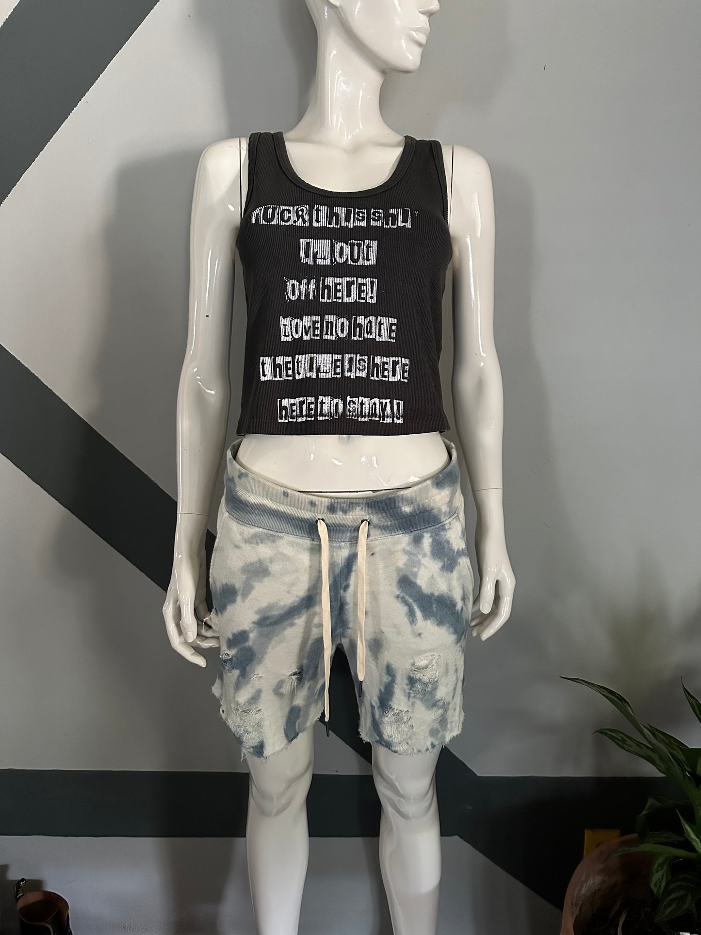 Rib printed tank top