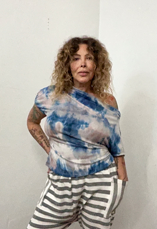 Off shoulder asymmetrical sweater top