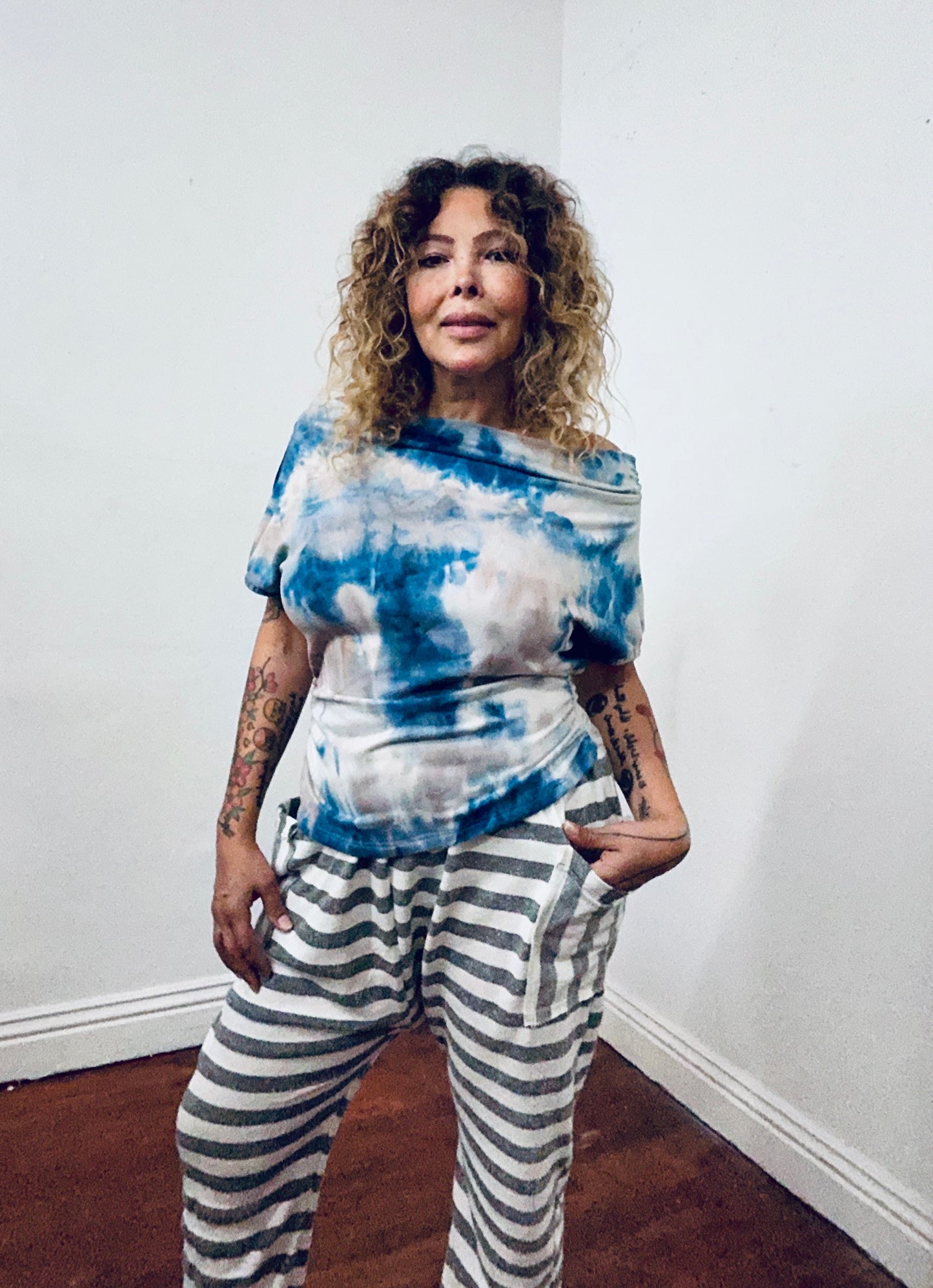 Off shoulder asymmetrical sweater top