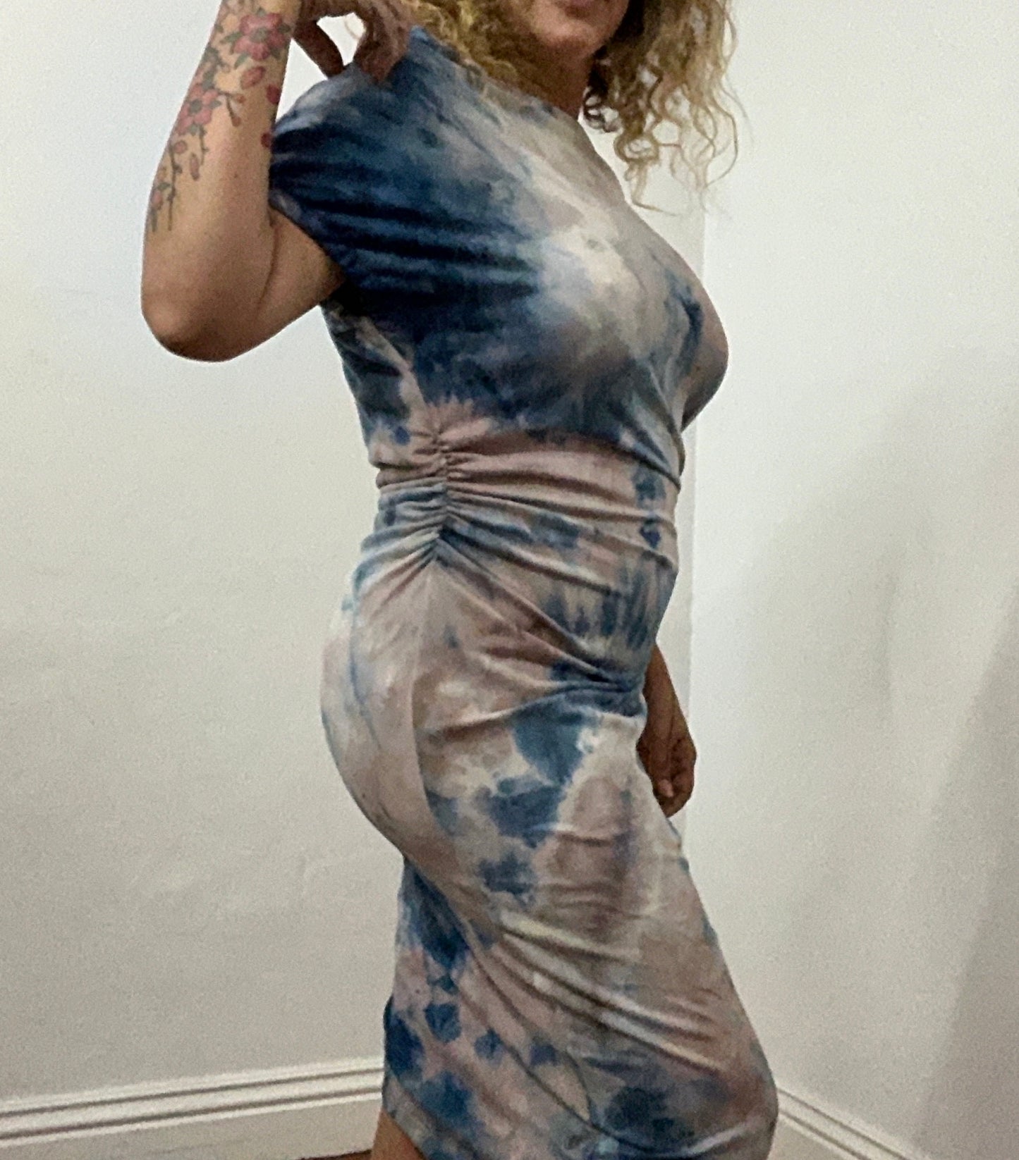 Asymmetrical off shoulder sweater dress