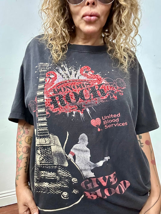 DONORS ROCK BLOOD TOUR VINTAGE TEE WITH RHINESTONES
