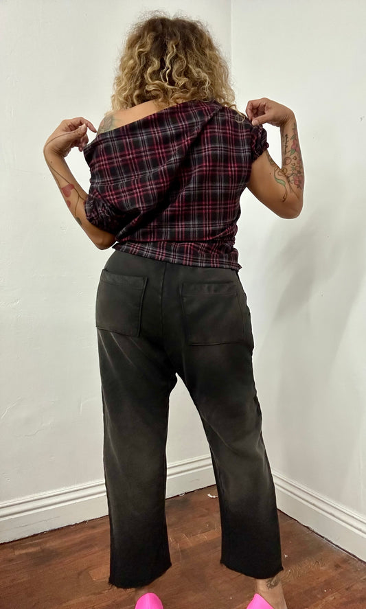 Unisex Cut out high waisted French terry pant.