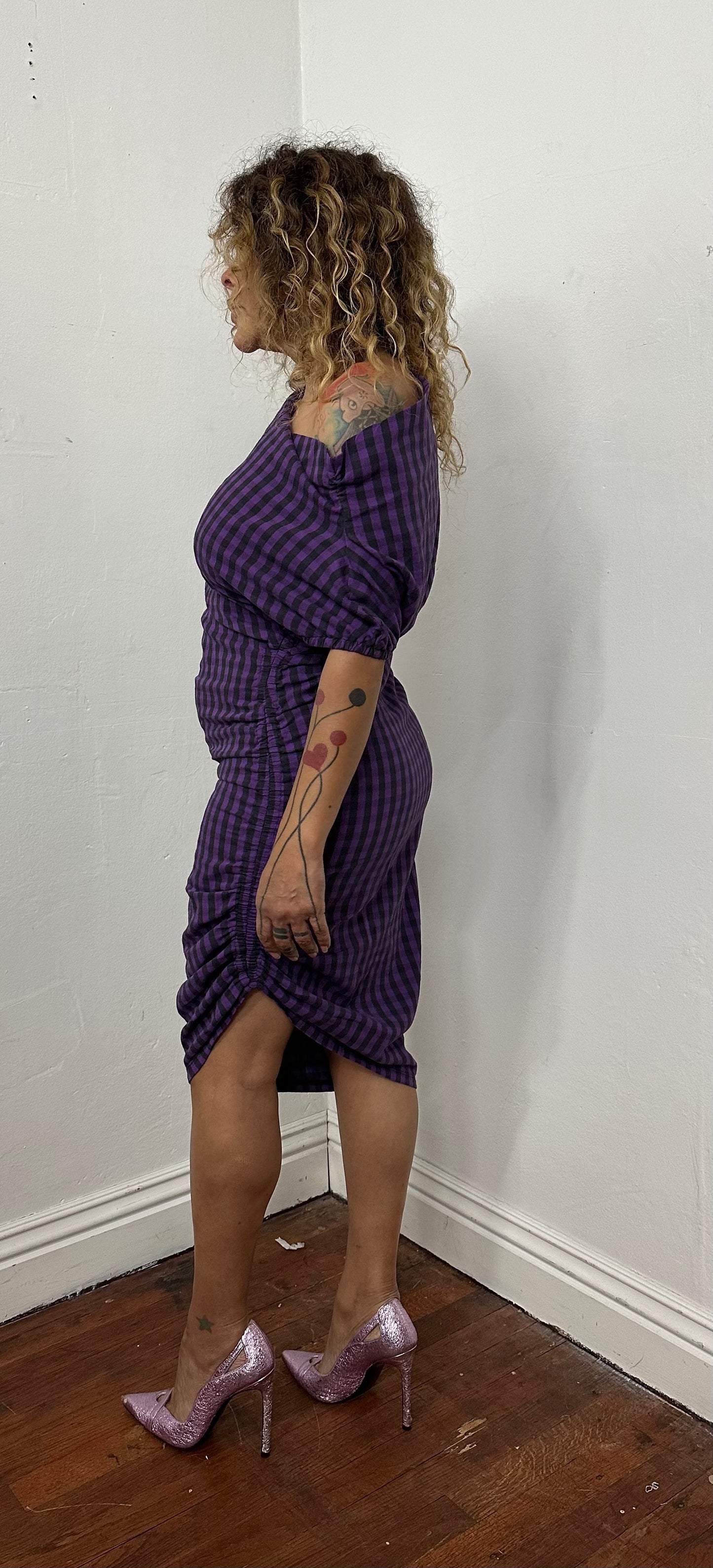 Off shoulder asymmetric dress